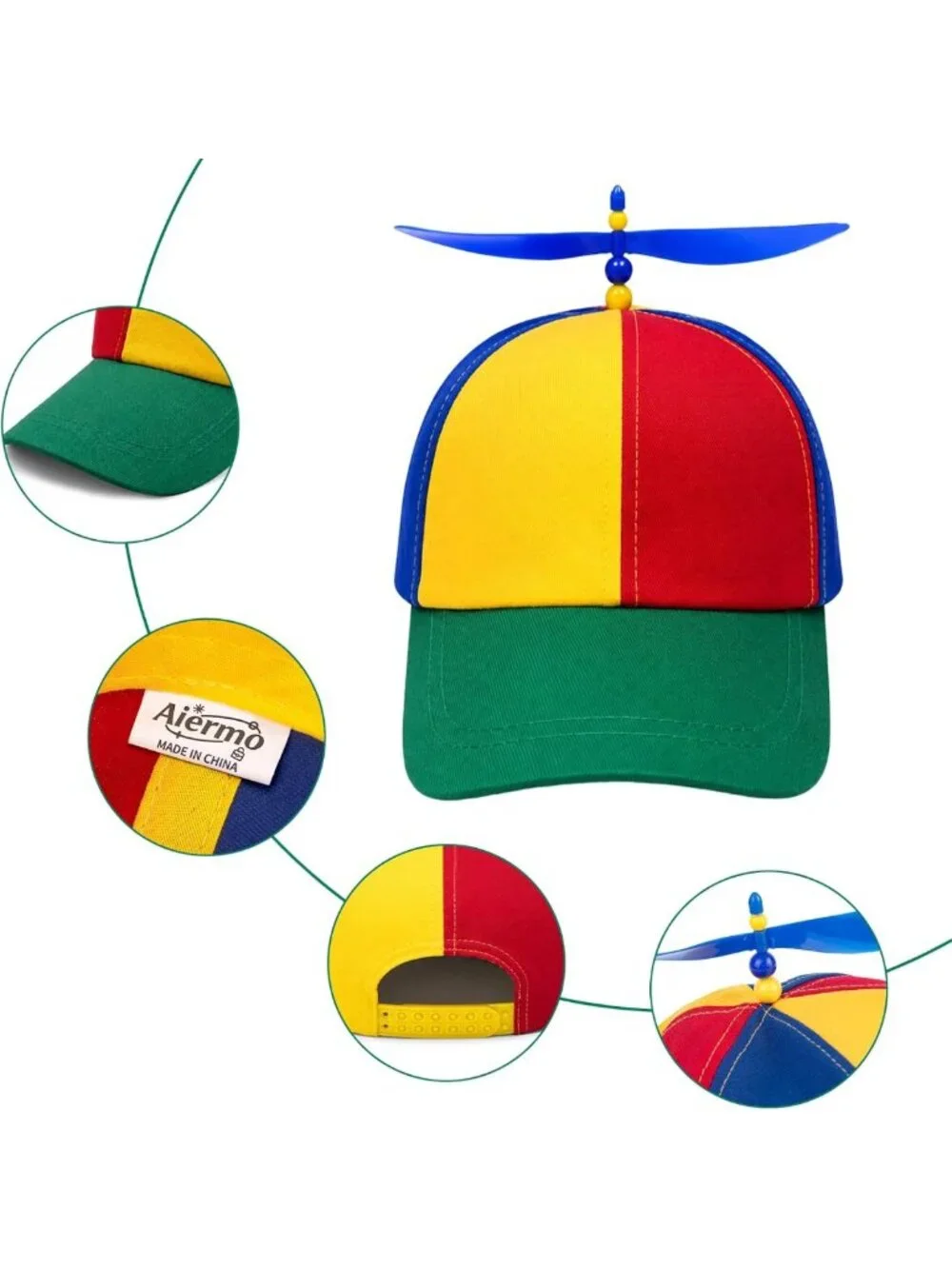 Colorful Adjustable Baseball Cap with Helicopter Propeller - Cute Snapback Hat